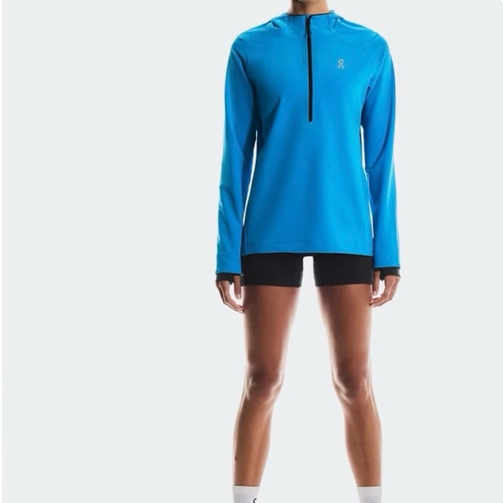 On Running Turquoise Blue Long-Sleeve Half-Zip Performance Top